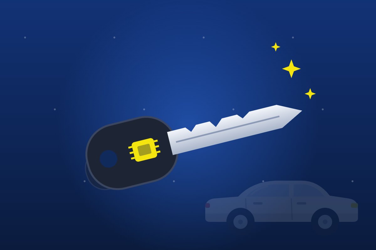 Locksmith cutting a new car key in a mobile van