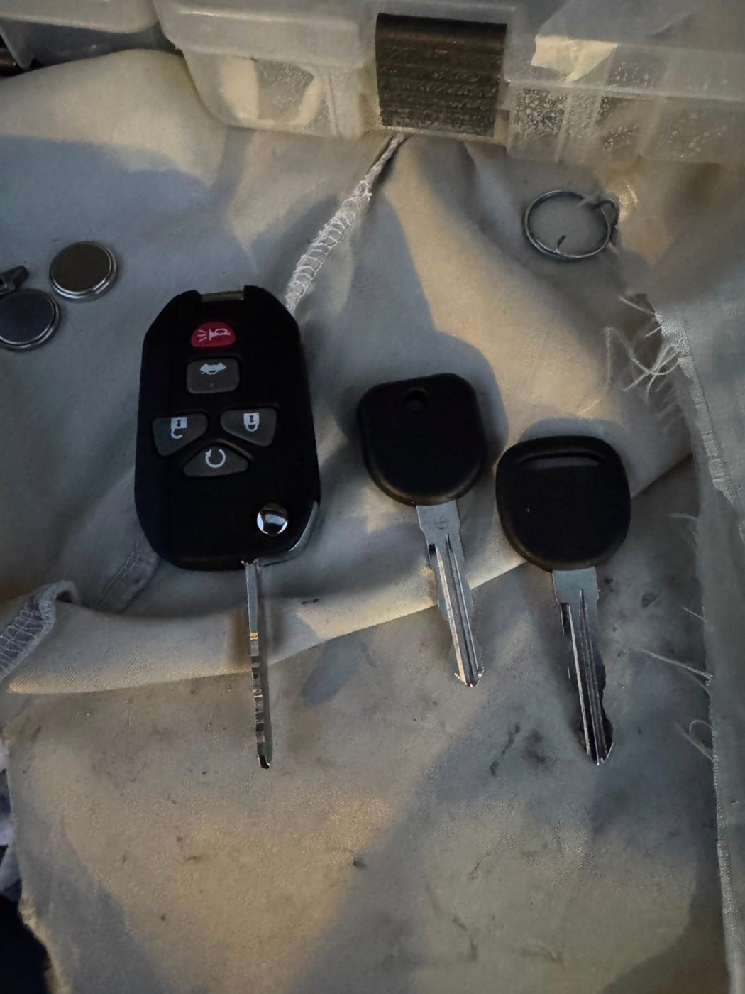 New remote head key and two chip keys cut for a vehicle